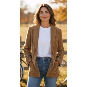 VTG 1970 Barbara Lee Camel Tan Corduroy Blazer Jacket Juniors SZ 9 Women SZ 2-4